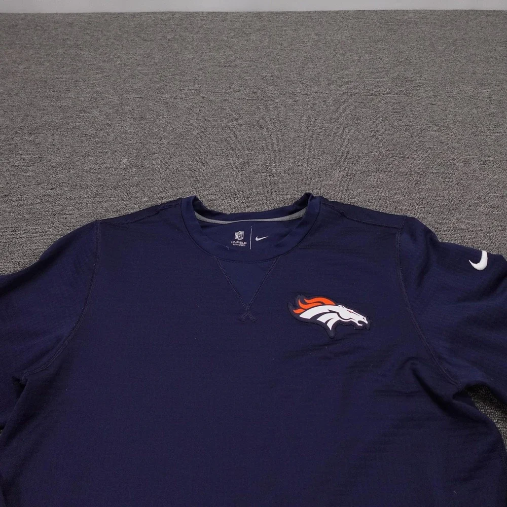 Denver Broncos Shirt Mens Medium Blue NFL Football Nike Long Sleeve On Field